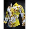New men's casual shirt long sleeved slim fit 3D bird print shirt fashionable casual men's pattern top