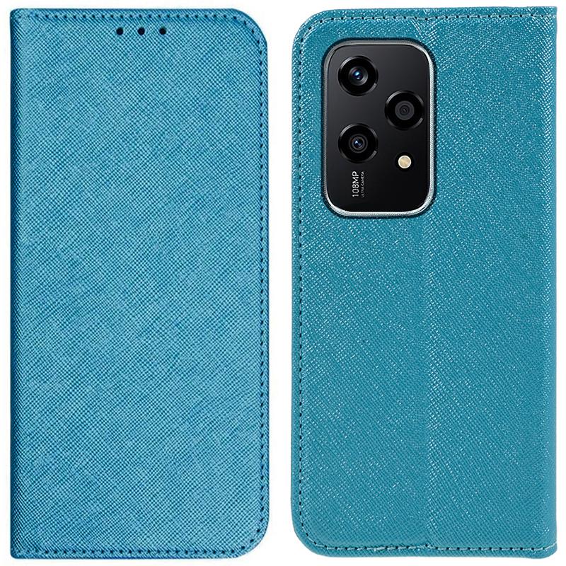 

For Honor 200 Lite Case Cross Texture Magnetic Closing Leather Phone Wallet Cover Sky Blue