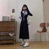 Korean college style dress for children, loose in autumn and winter, full waist, soft waxy, skin-friendly base, long dress inside