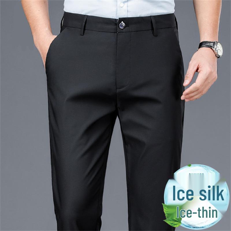 Men's Summer Thin Straight-Cut Ice Silk Pants