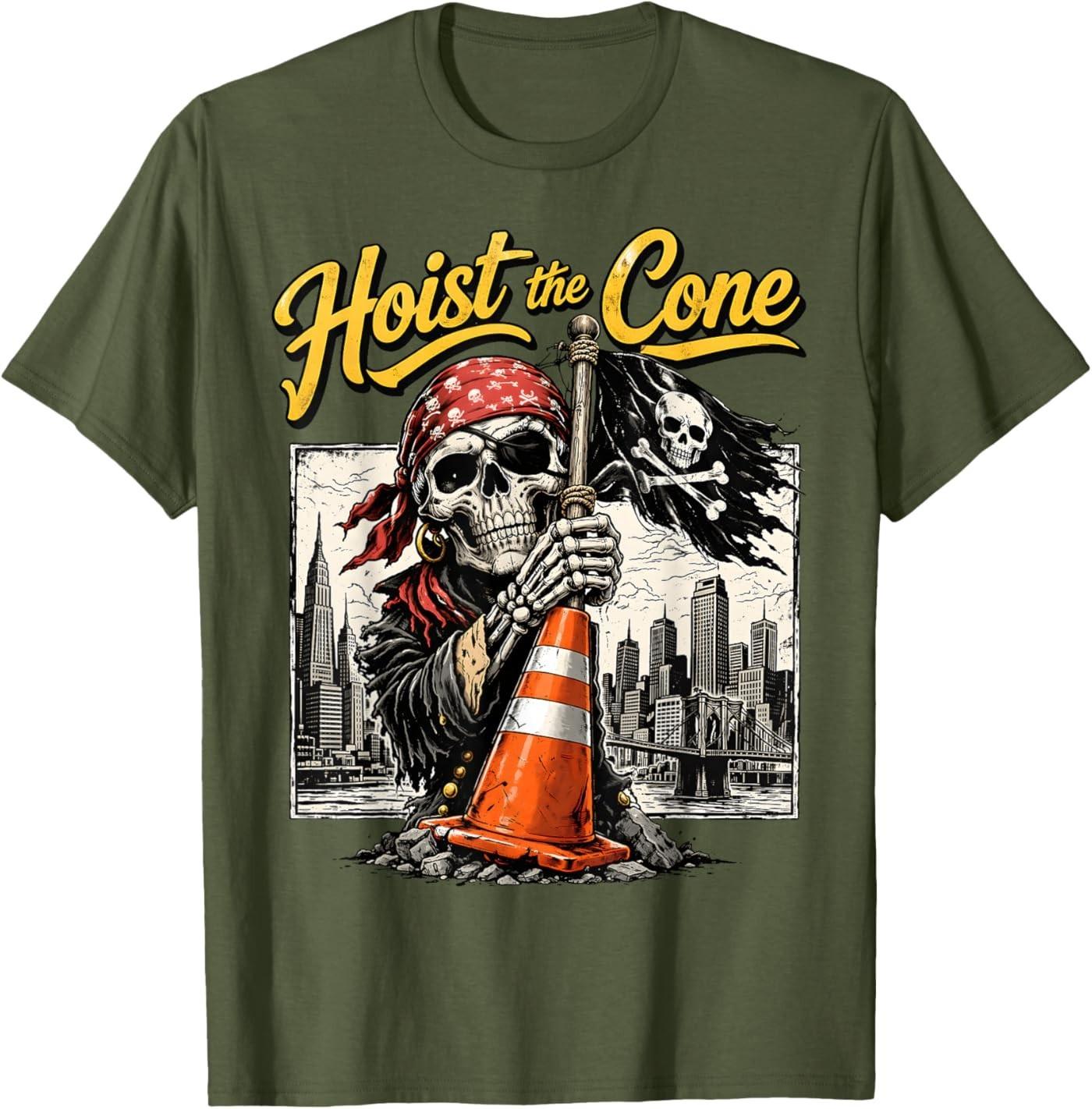 Funny Skull Hoist The Cone Pirates Baseball for Women Men T-Shirt S