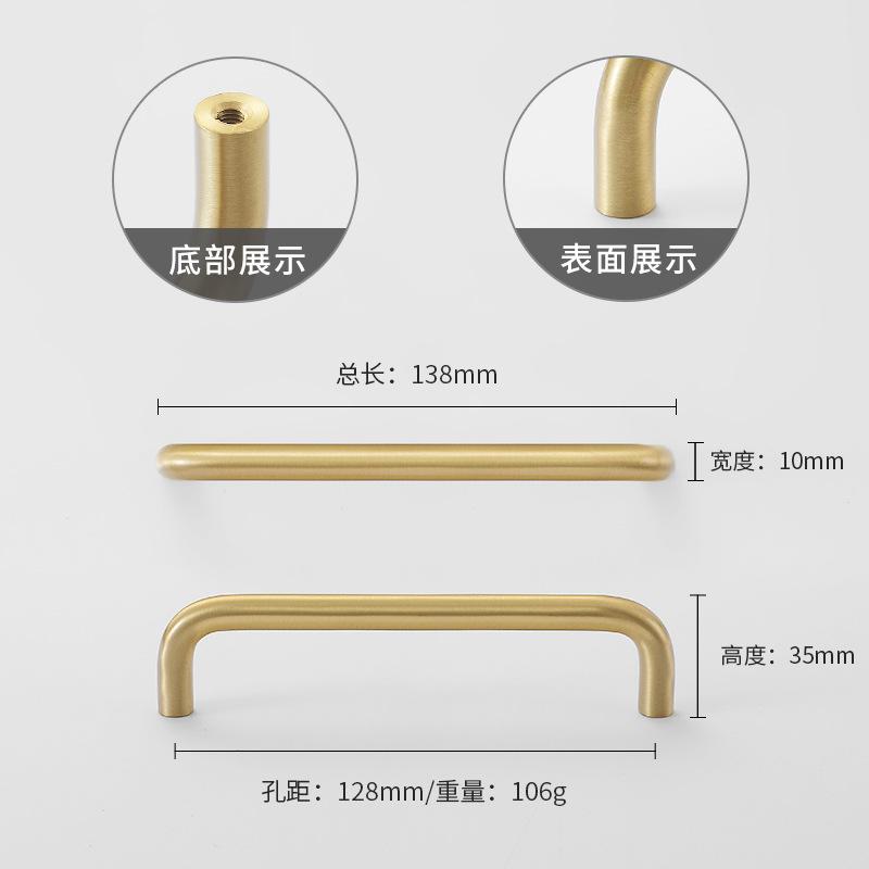 Italian Minimalist Solid Brass Furniture Handles Golden Handles for Wardrobe and Drawer Hardware Fitting Kitchen Cabinet Handles 2