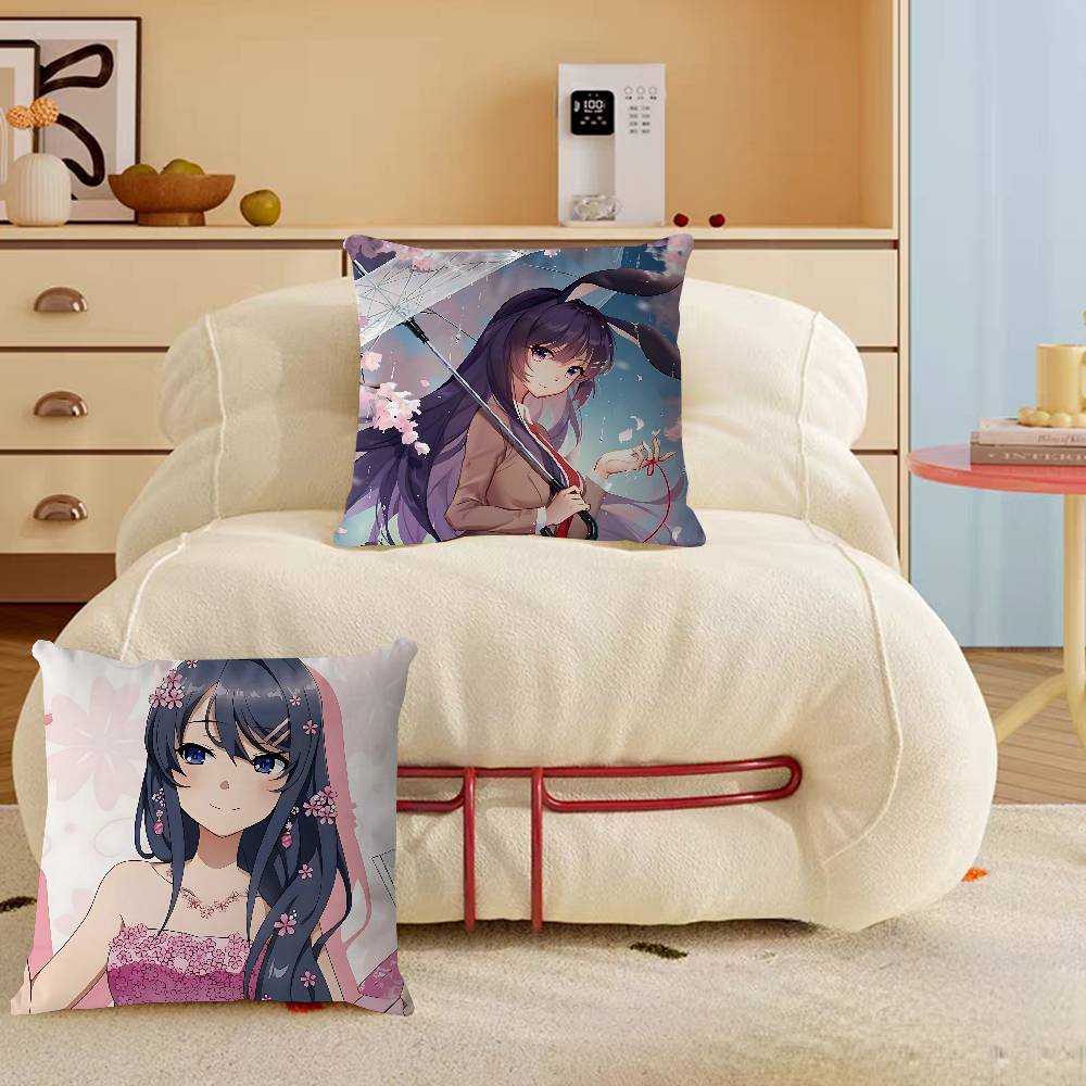 Sakurajima Mai Anime Cushion Cover Car Throw Pillow Case For Sofa Car Christmas Gift 40x40cm 45x45cm
