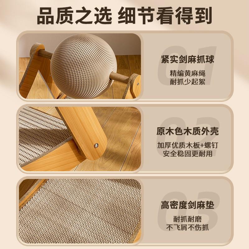 Wooden Cat Scratcher With Integrated Bed Lounge Tower Large Cats Durable Sisal Rope Scratch Surface