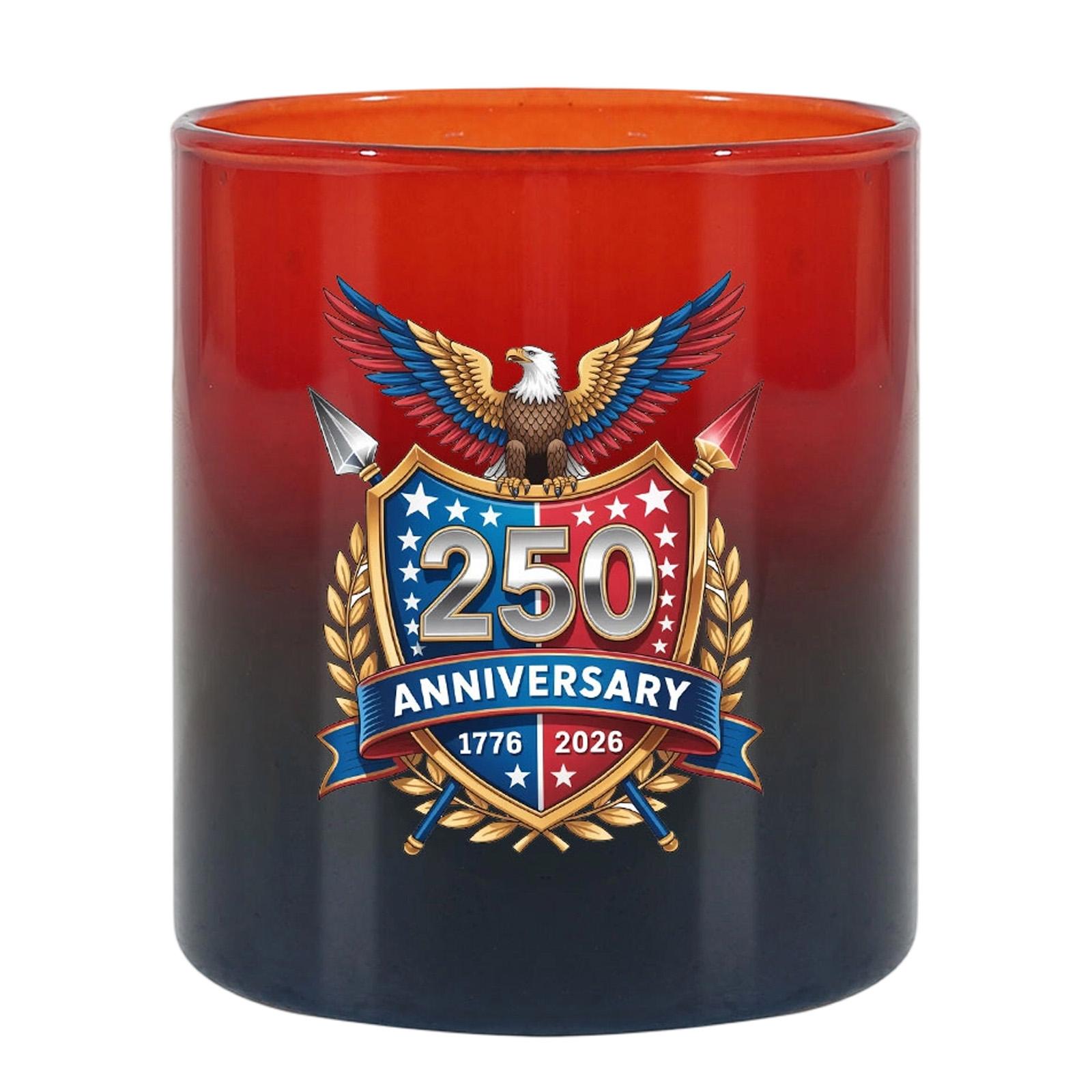 

Commemorative 250th Anniversary Decorative Glass Candle Holder with Eagle and Shield Print for Home Office Decor 1776 2026 Edition One Size