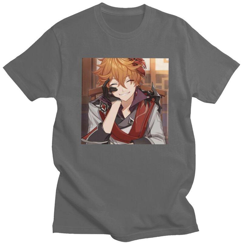 Maglietta Personalizzata Childe Tartaglia Genshin Impact da Uomo 100% Cotone T-shirt Maniche Corte Magliette Vestibilità Slim Clothing