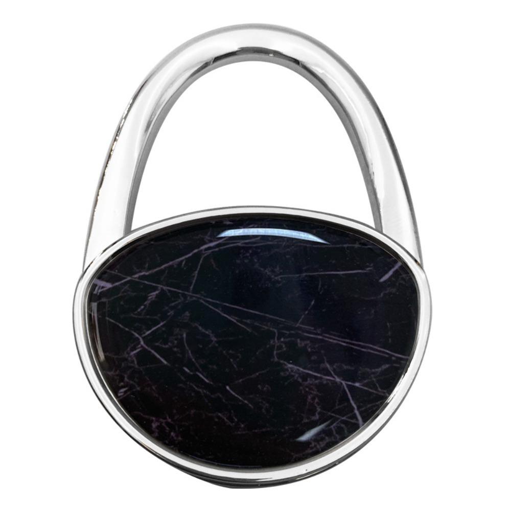Fashion Marble Texture Handbag Hook Oval Foldable Purse Hanger Holder No Punch Portable Table Edge Hook Under Desk