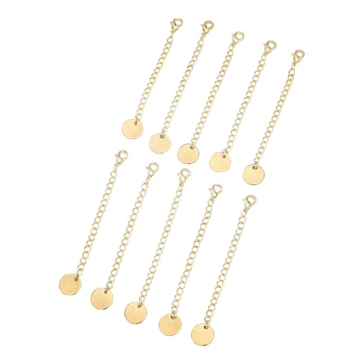 Confezione da 10 Estensori per Gioielli in Acciaio Inossidabile Tono Oro Chiusure a Collegamento Rapido per Collana Bracciale Regolabili