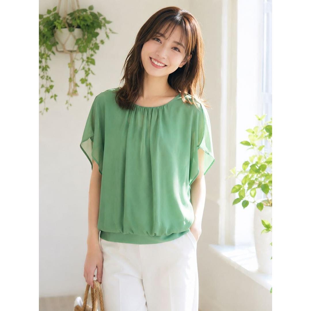 earth musicecology short sleeve blouse green ladies
