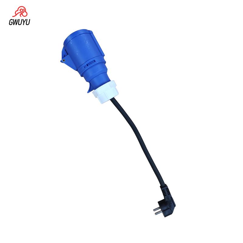 GWUYU Type 2EV Charger Adapter 7KW 32A 250V Blue CEE Female Socket To 16A 3.5KW EU Schuko for Electric Vehicle Portable Charger
