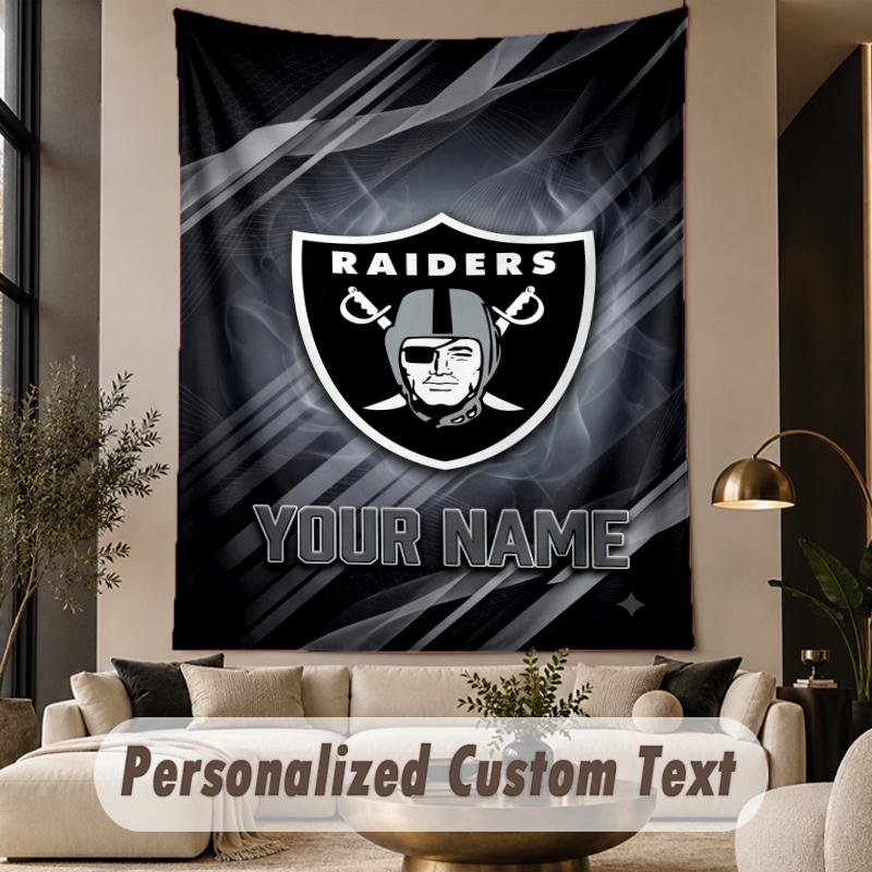 Custom Text Tapestry Las Vegas Raiders Print Wall Tapestry Indoor Living Room Wall Decor