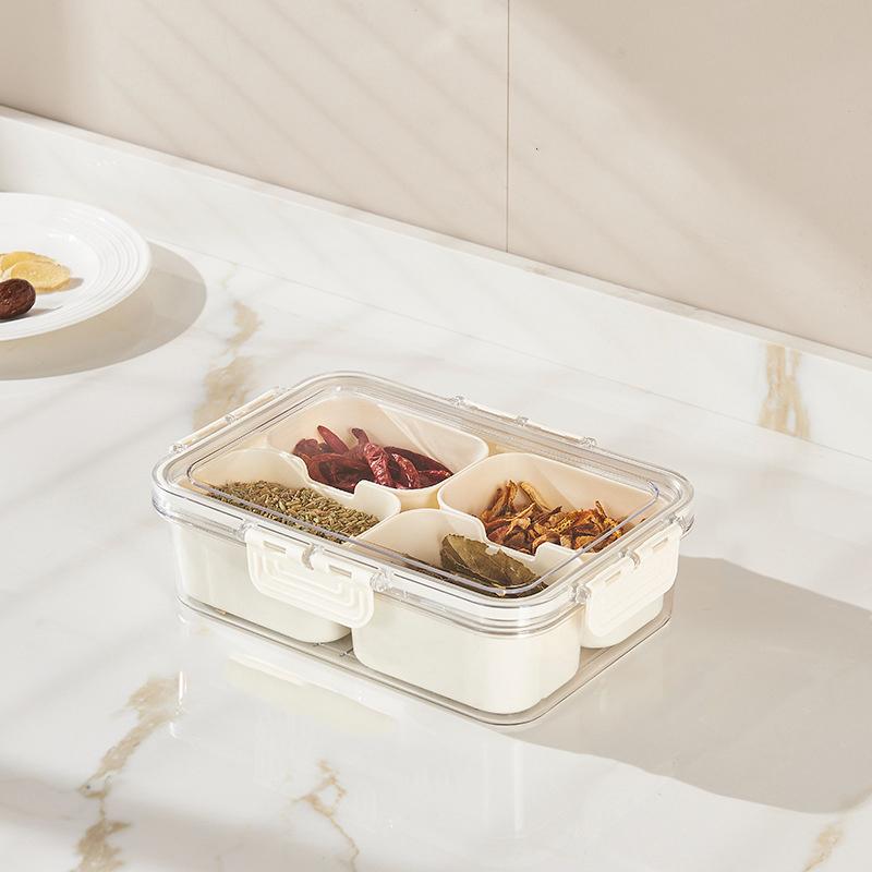 Snackle Box Container with Lid and Handle Portable Snack Box 8 Compartment Divided Serving Tray Clear Storage Organizer