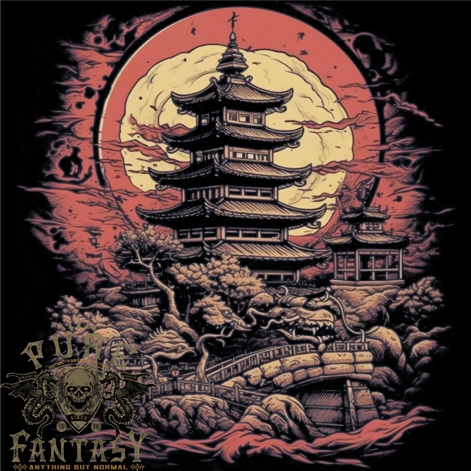 26 Фэнтезийная Пагода Закат Мужская Легкая Хлопковая Футболка Унисекс Футболка L