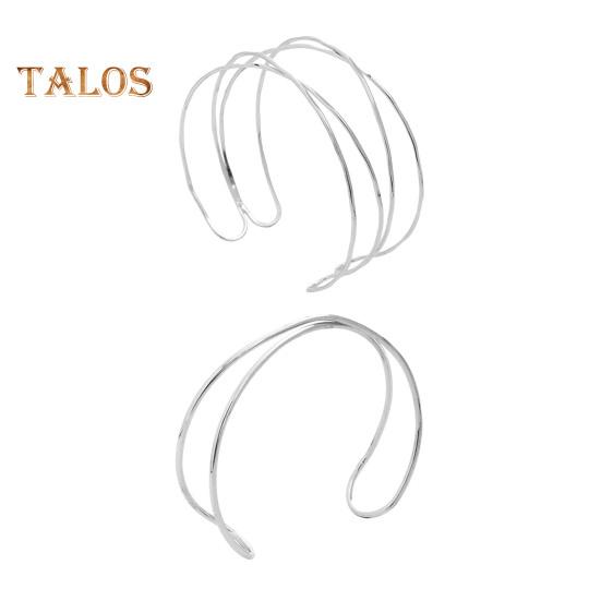 

2 шт. Женские браслеты, двухслойные, открытые, регулируемые, полированные, противоскользящие, преувеличенные, стильные, однотонные, металлические, наручные, женские ювелирные изделия A серебряный