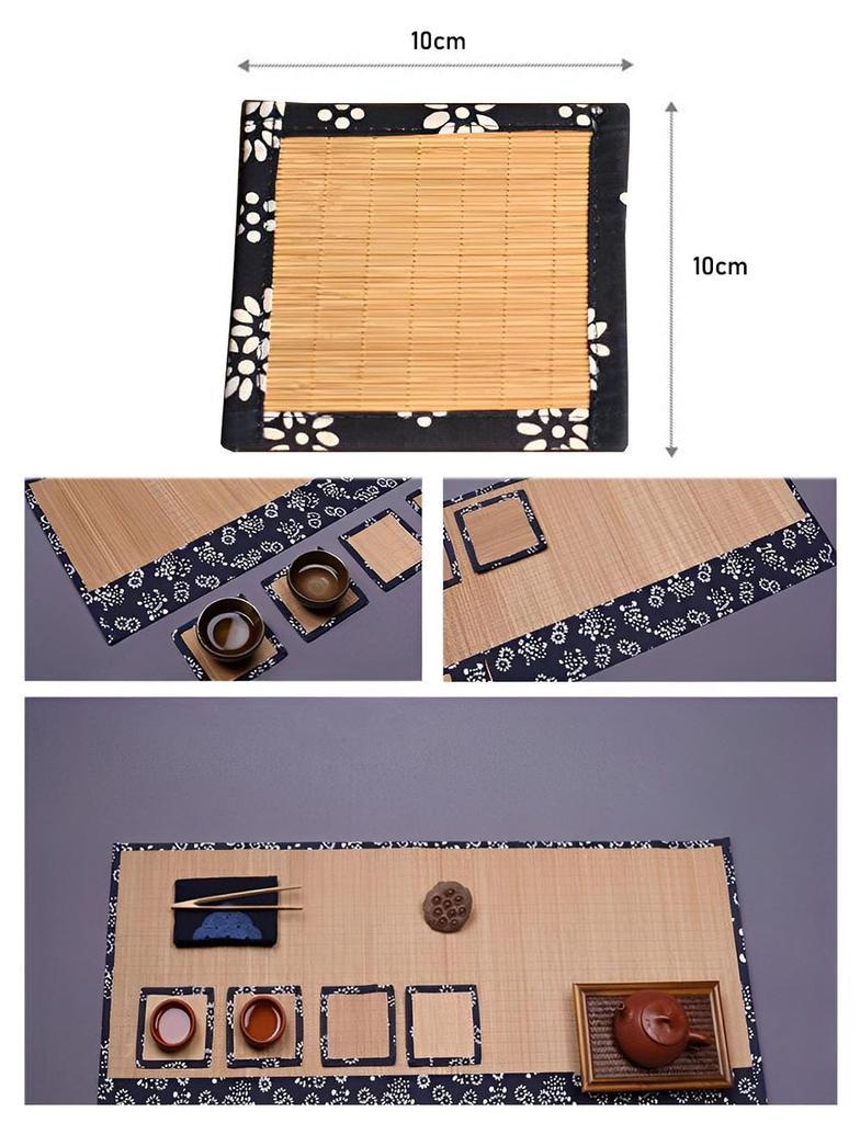 Natiform Set of 4 Bamboo Coasters, Stylish and Lightweight, with Insulation Pads and Non-Slip Mats