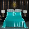Japanese Style Silky Solid Color Bedding Set - Includes Sheet and Two Pillowcases for a Cool, Nude Sleeping Experience in Summer.