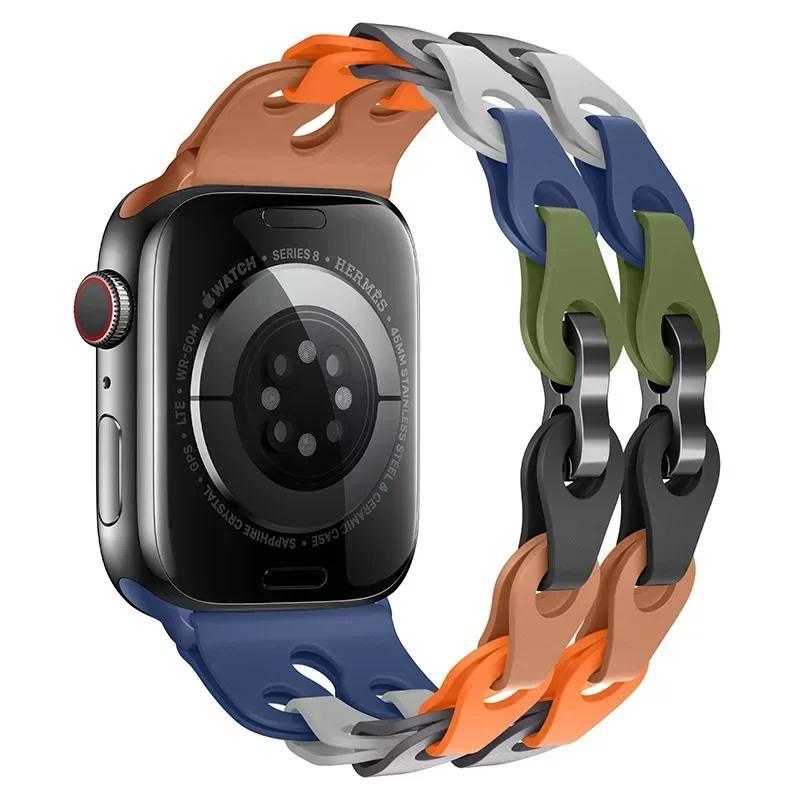 Silicone Strap for Apple Watch Ultra 2 Band 49 44 45 46 42 38 40 41mm Sport Correa Bracelet for Iwatch Series10 9 8 7 6 5 Se 4 3
