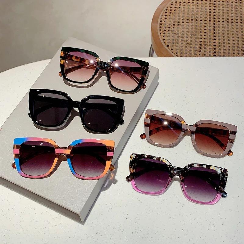 Oversized Square Sunglasses New in Stylish Gradient Outdoor Shades for Women Trendy Fashion Multicolor Rim Eyewear
