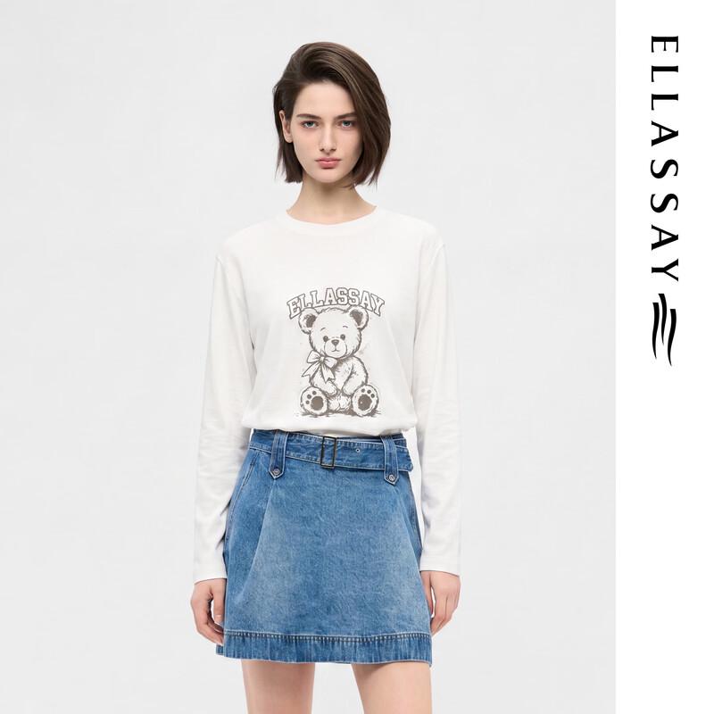 ELLASSAY Shining Bear Series Relaxed Fit Cotton T-Shirt S чистый белый