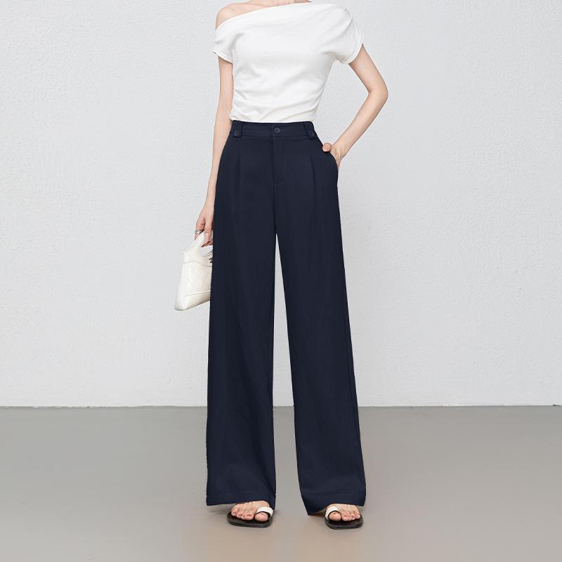 Summer cool Korean gentle wind pants fashion wide-leg pants high waist breathable straight tube thin commuter pants versatile women