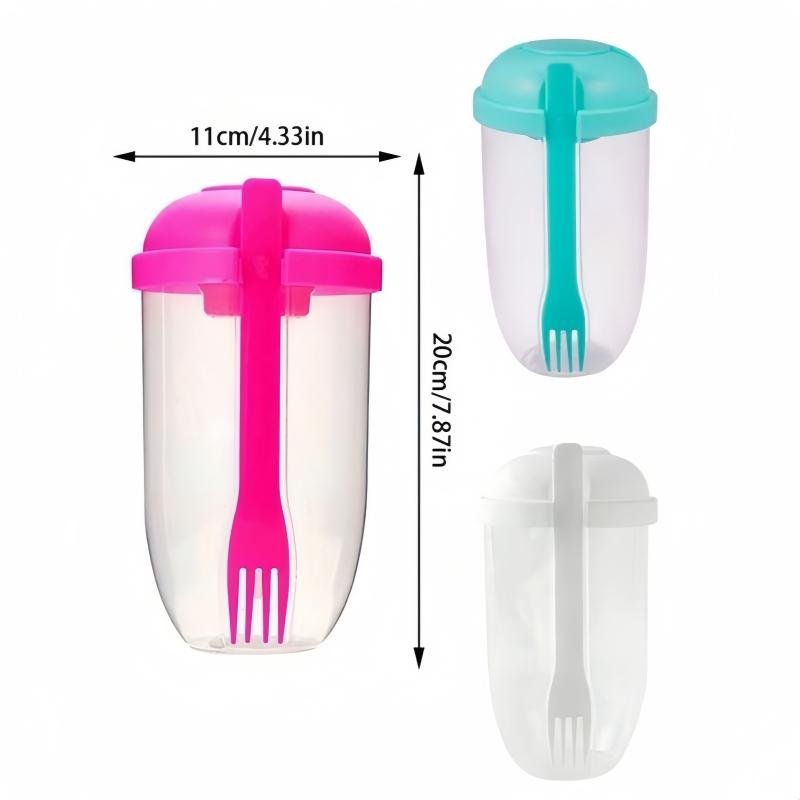 1Pc Breakfast Salad Cup, Breakfast Food Container Can, Suitable for School and Office Fruitvegetable Fork Covered Yogurt Cup