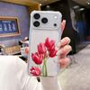 Factory Ins Wind Red Tulip UV Painted Mobile Phone Case Apple 16promax Four Corners Anti-drop Protective Case
