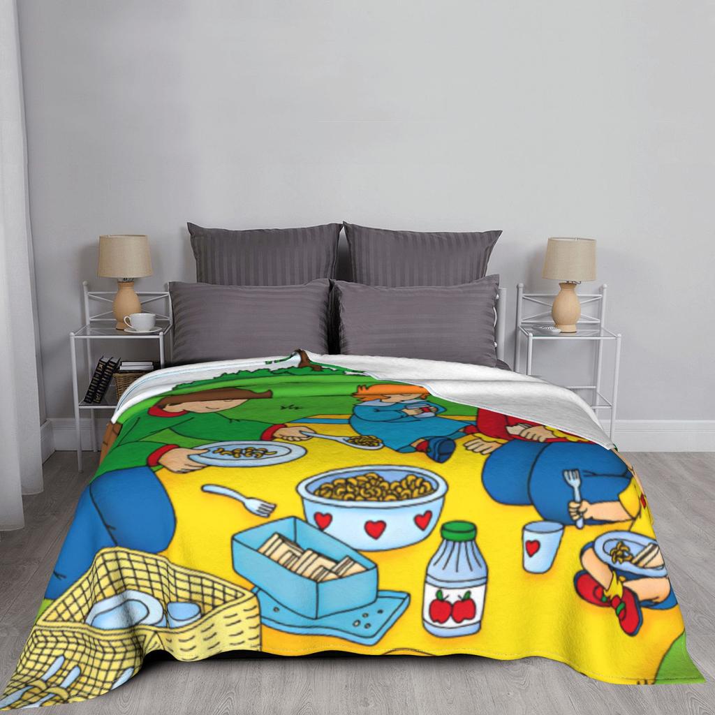 Coperta in Pile Cartoon Animato Caillou Primavera/Autunno Anime Picnic in Famiglia Calda Portatile Coperte Plaid per Divano Letti