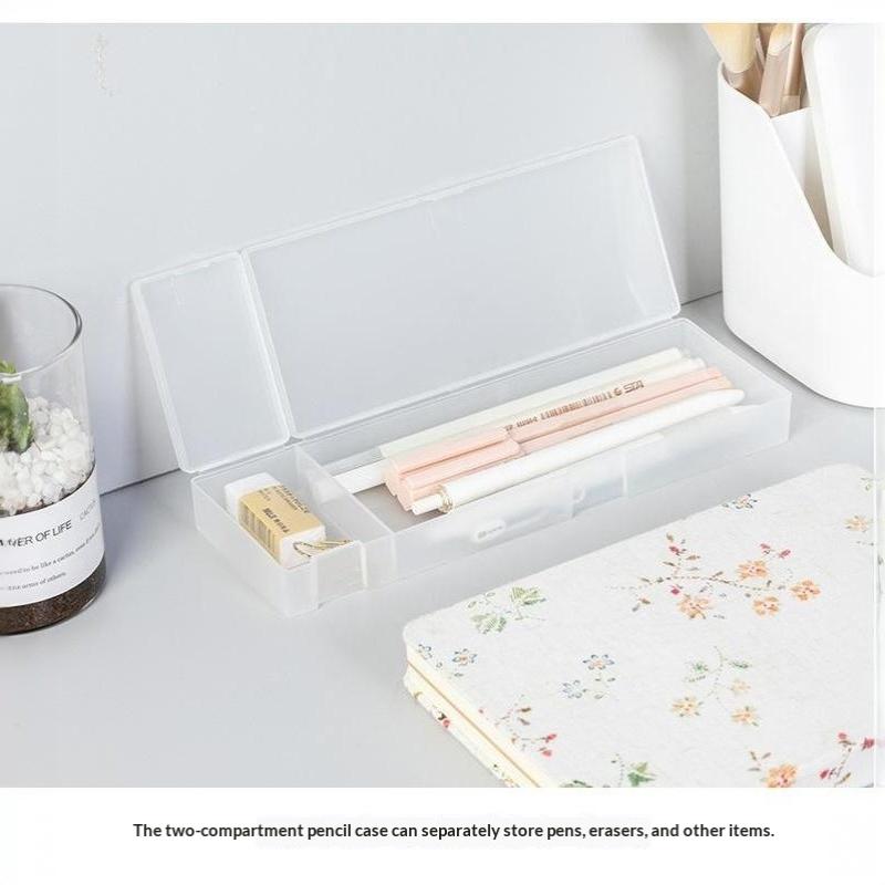 Matte Transparent Pencil Case Frosted Plastic Pen Storage Box For School Office Stationery Organization Supplies