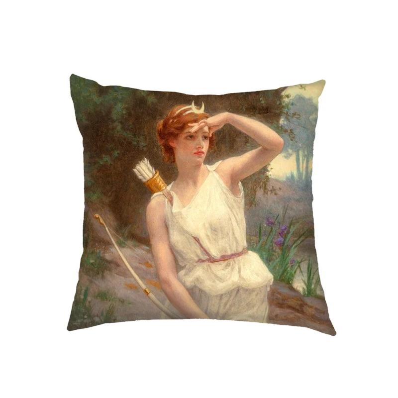 Artist John William Waterhouse Cushion Cover Religious Goddess Angel Pillowcase for Sofa Home Decor Throw Pillow Case Covers