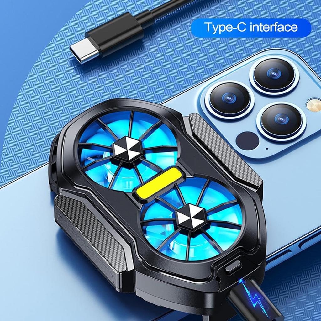 FS01 Dual Fan Rechargeable Mobile Phone Cooler Radiator Long Lasting Stronger Cooling Air Cooling Clip Design with Game Button