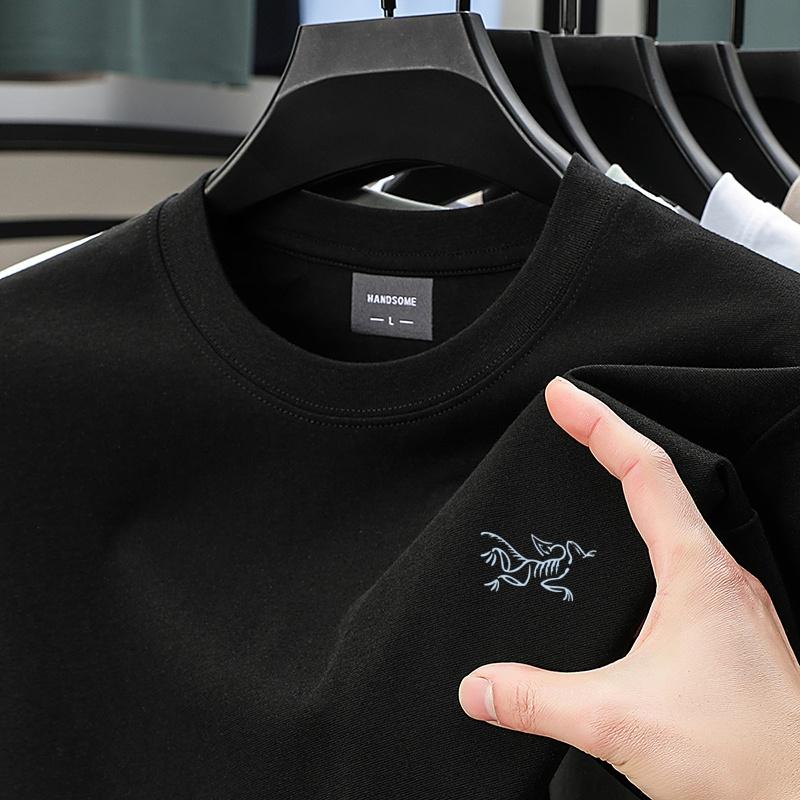 Men's O-Neck Short Sleeve T-Shirt Summer Arrival Solid Color Bird Print Casual Fashion Commute Men's Wear