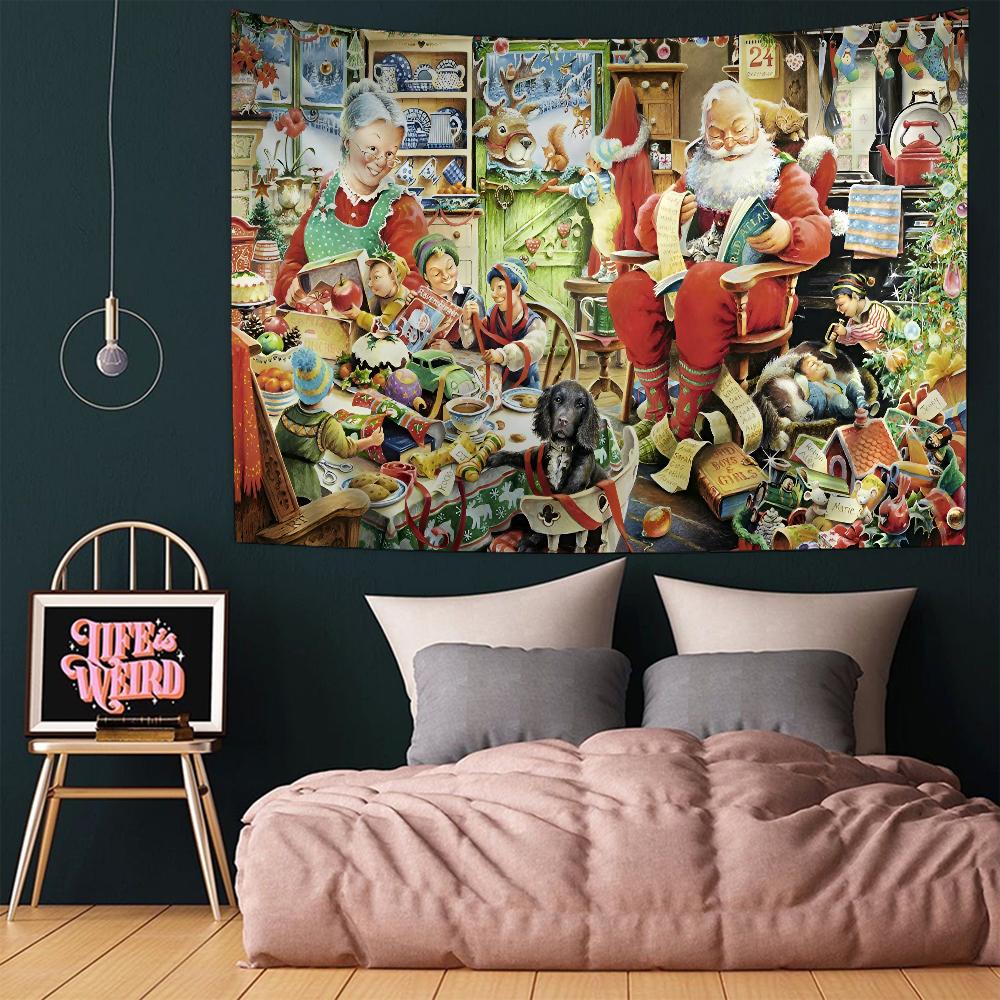 Christmas Cartoon New Year Gift Hanging Bohemian Tapestry Bohemian Wall Tapestries Mandala Kawaii Room Decor