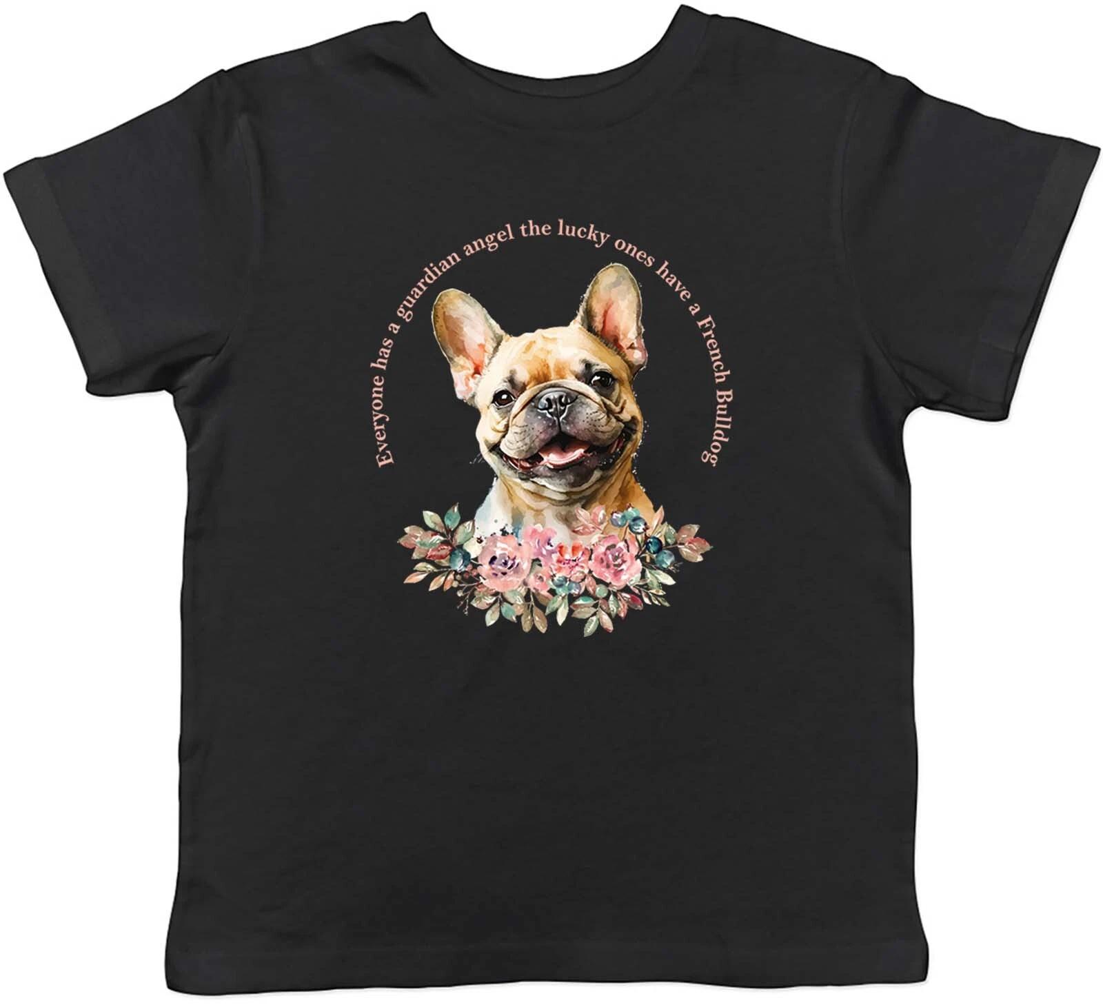 

French Bulldog Kids T-Shirt Pet Dog Lover Guardian Angel Childrens Boy Girl Gift 100