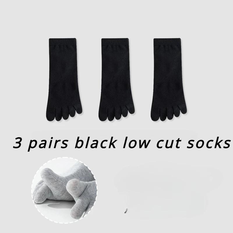 3 Pairs Cotton Five Finger Socks Men Thin Summer Gym Sport Crew Socks with Separate Fingers Non-slip Cotton Toe Socks Midi Tube