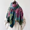 Warm Cashmere Scarves For Women Winter Shawls Wraps Floral Print Neckerchief Long Stoles Pashmina Stole Hijab Scarf For Ladies