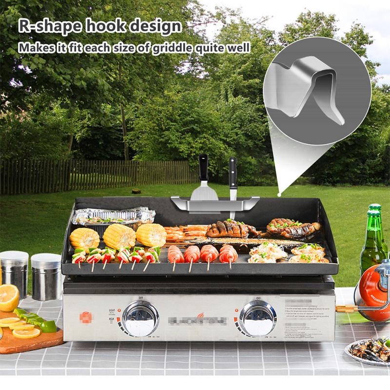 New 2Pcs Stainless Steel Griddle Spatula Stands Outdoor Camping Picnic BBQ Essential
