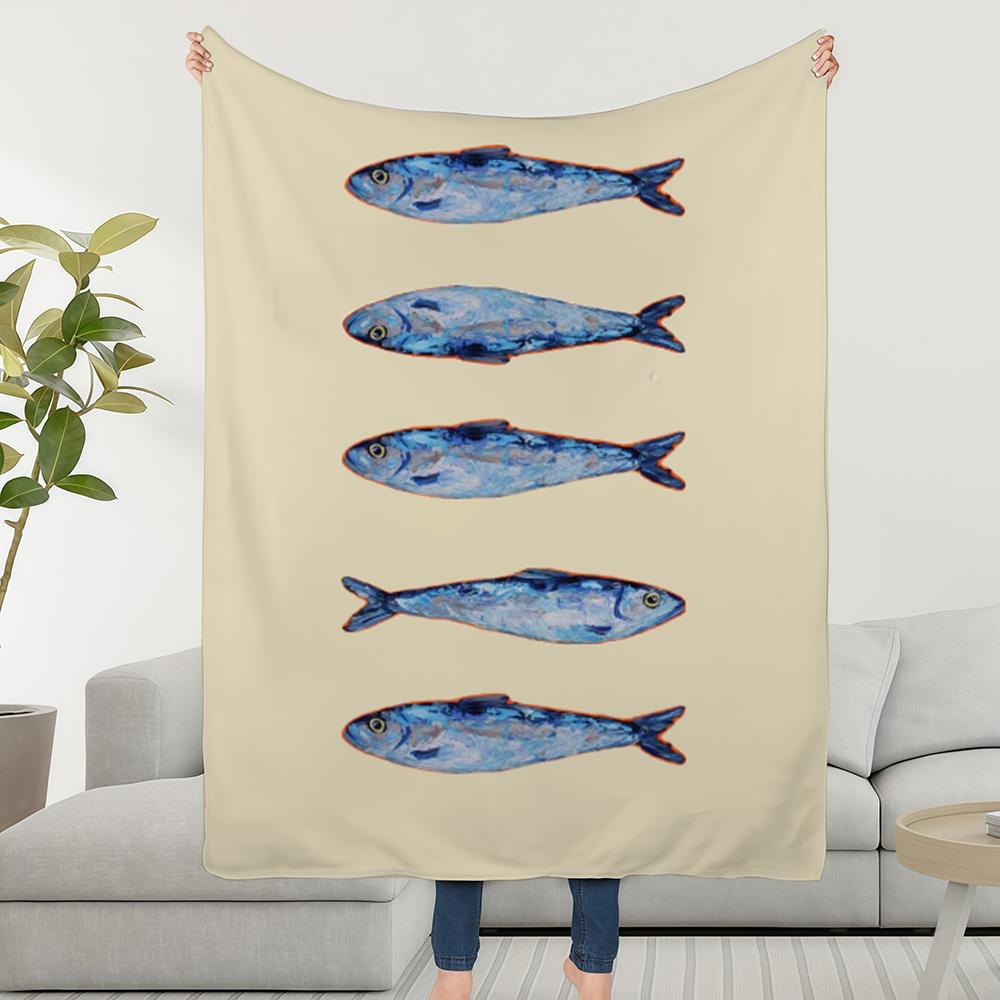 Blanket Throw Super Paintingjpg Cosy Plush Art Living Room Sofa Sardines Couch Childish Birthday Gifts