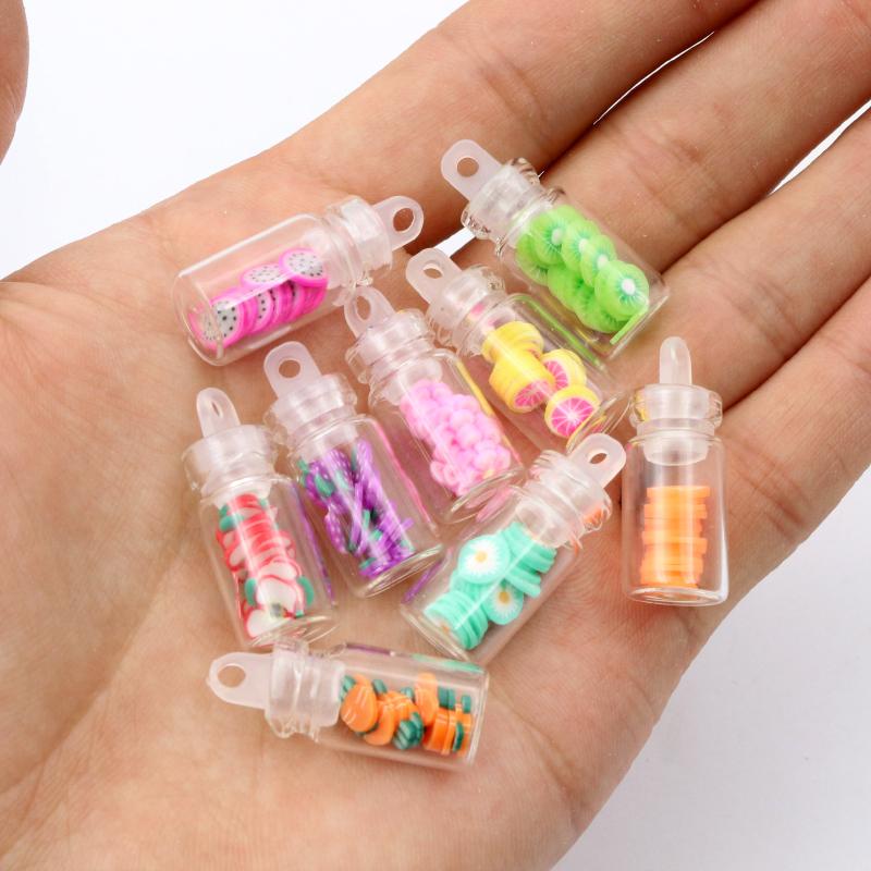 10pcs 3D Fruits Star Orange Apple Strawberry Bottle Resin Charms 28x11mm DIY Jewelry Making Jewelry Accessories Findings