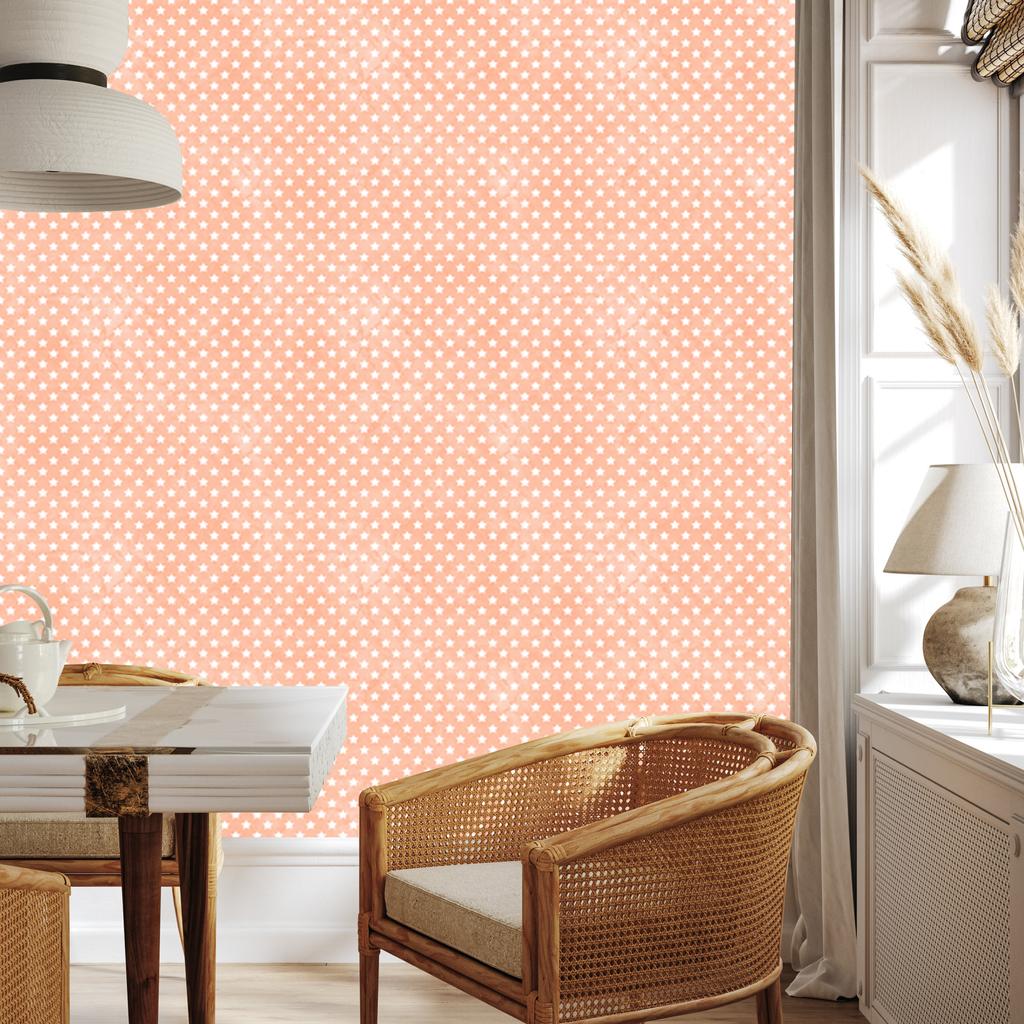 Cream and Peach Stars Wallpaper, Cream Background for Living Room and Bedroom 50x1000