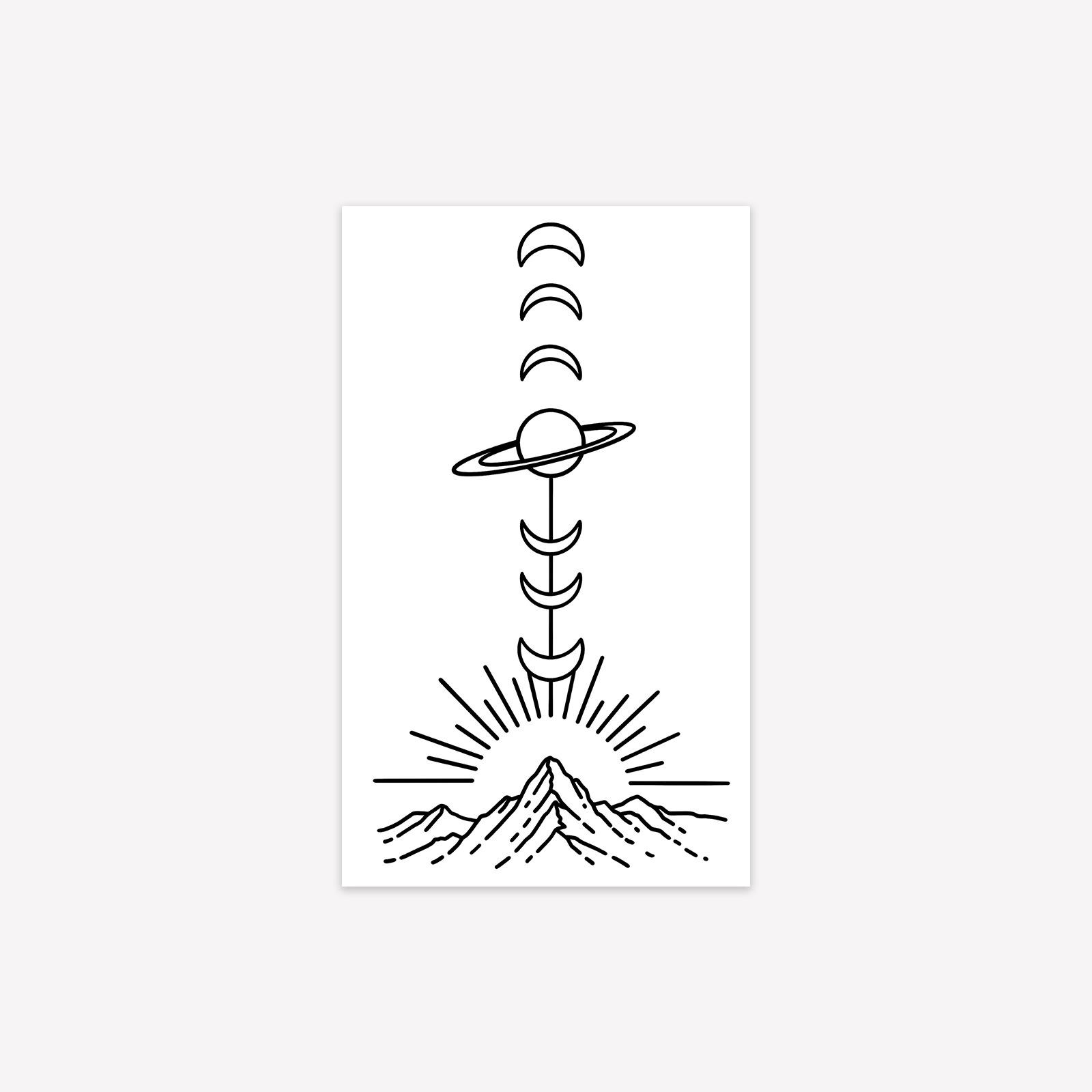 

Herbal Moon Mountains Tattoo Sticker Semi-Permanent Personality Spice Girl Tattoo Sticker Waterproof Lasting Non-Reflective 9*15