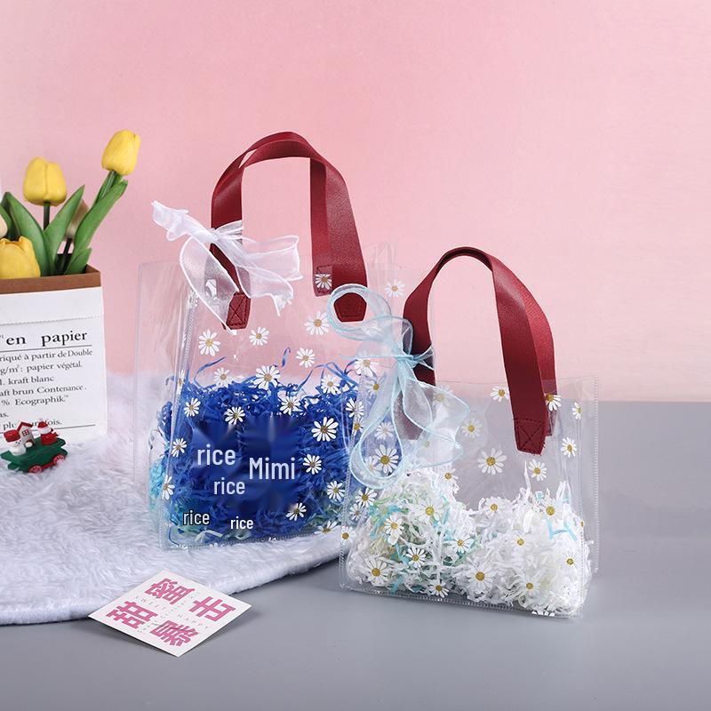 Daisy Transparent PVC Tote Bag - Elegant Gift Bag for Weddings, Birthdays, and Holidays