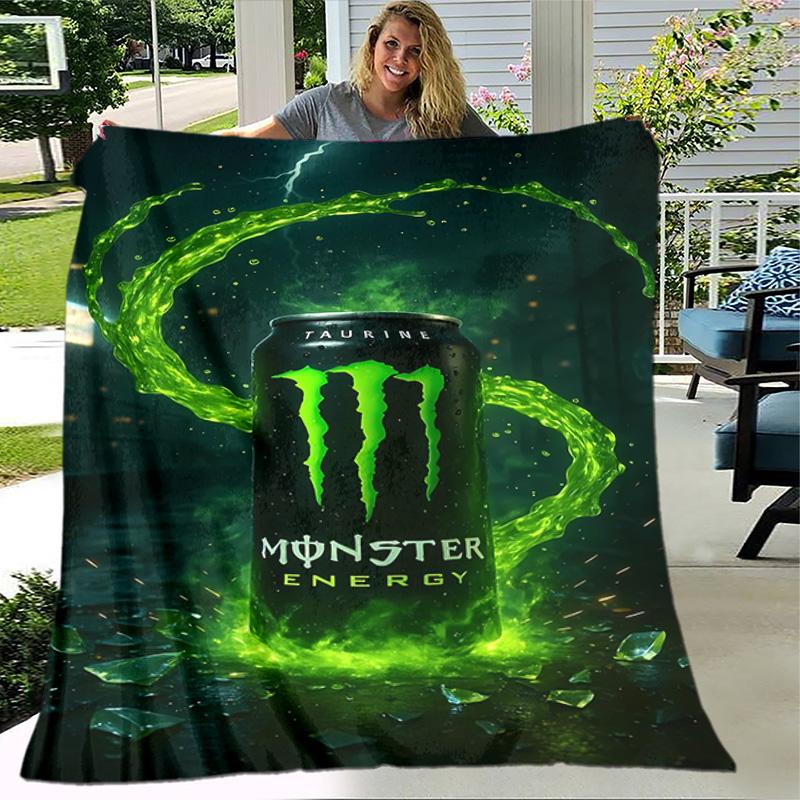 1pc Blanket - Monster Energy LOGO Print Design, Lightweight Blanket for Sofa, Bed- Soft &Warm, Gift for All Seasons