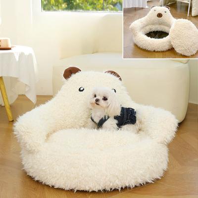 New Autumn and Winter Cute Alpaca Pet Nest Plush Warm Bottom Anti-slip Sofa Back Type Dog and Cat Nest