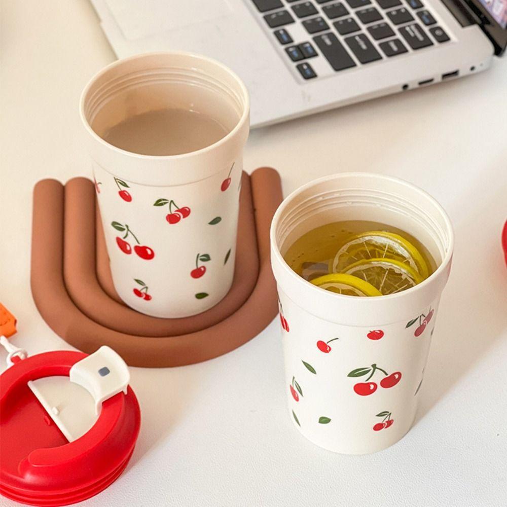 Lekvrije Waterbeker Kers Plastic Bekers Draagbare Koffiebeker Student