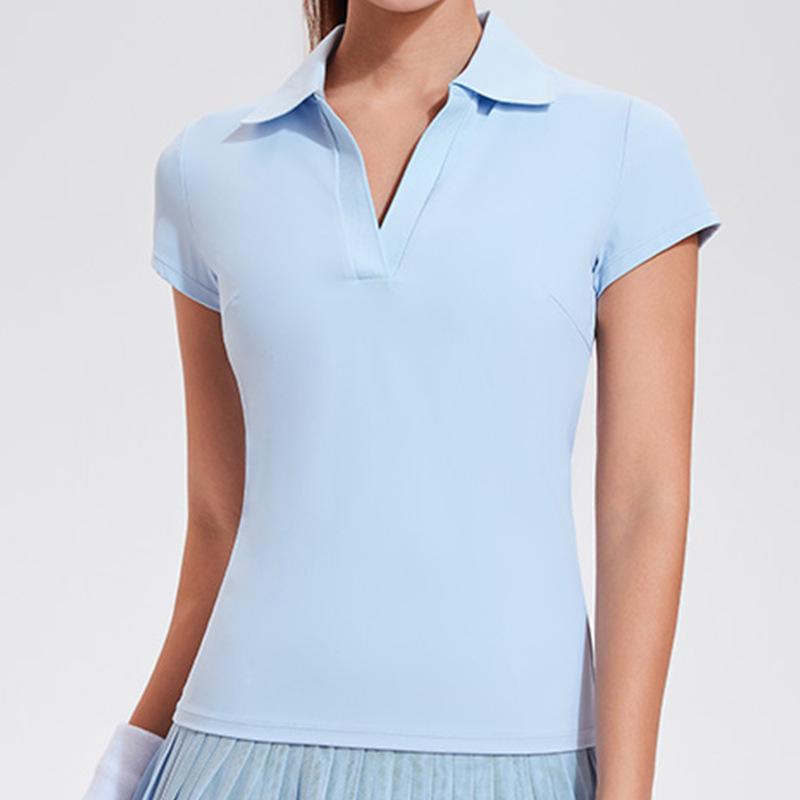 Cai Jue Women's Quick-Dry Polo Shirt - Short Sleeve, Cool Turn-Down Collar for Sports, Badminton, Tennis