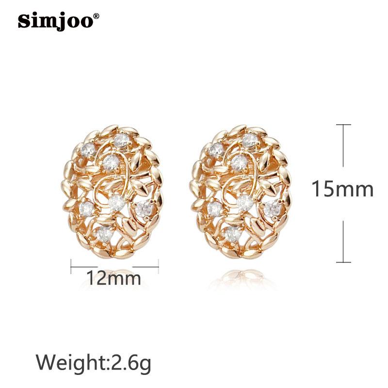 SIMJOO Creative Rose Gold Color Earrings for Ladies Fashion Personality Ball Zircon Earrings