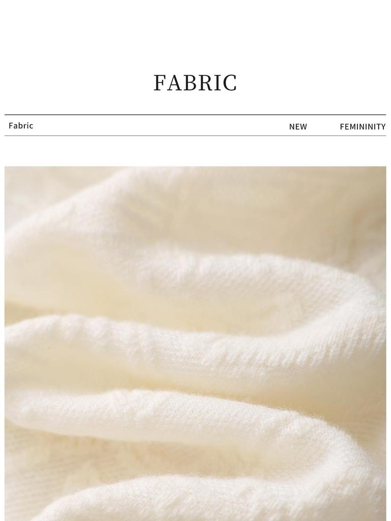 3D Interwoven Wool Jacquard Ruffle Flare Sleeve Knit Top