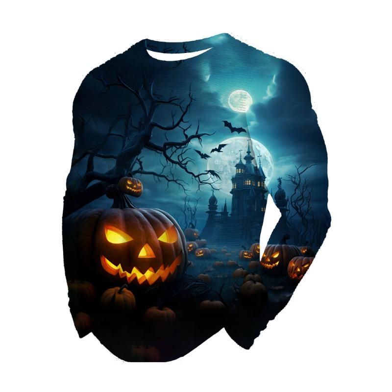 3D Printed Halloween Theme Long Sleeve T-shirts Men's Fashion Tops Casual Party Clothing