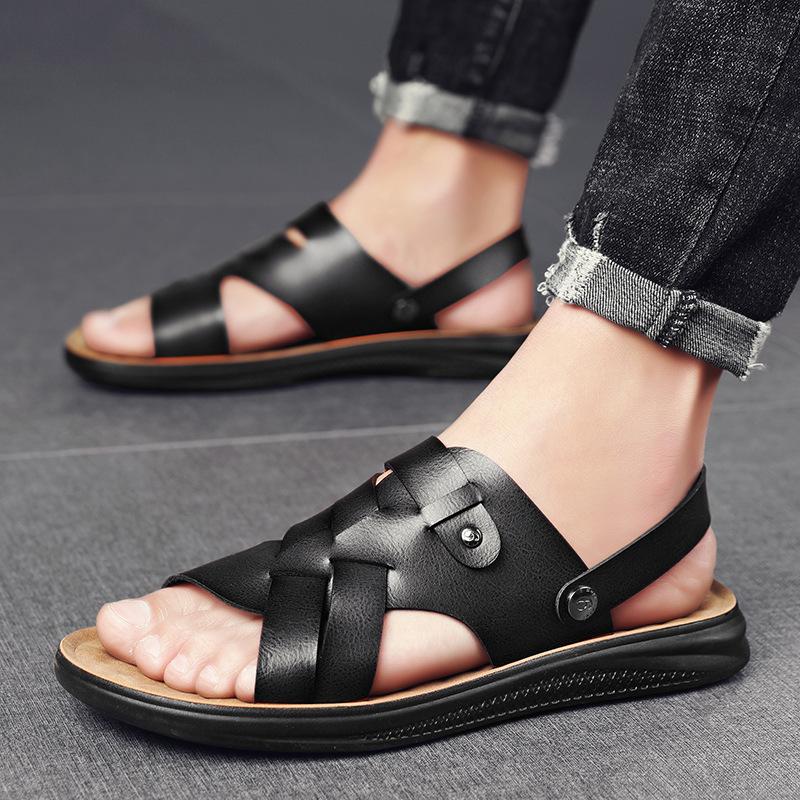 Men's Sandals Summer New Outdoor Breathable Soft-soled Beach Shoes British Trend Large Size Cool Slippers Men