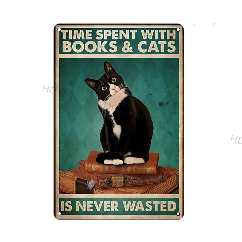 Black Cat Vintage Metal Sign Metal Retro Tin Plaque Poster For Bedroom Living Room Pet Shop Wall Decor Pin Up Funny Cat Plate